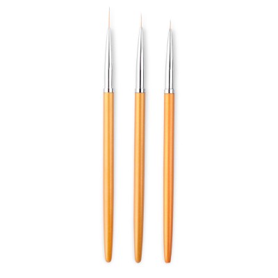 Wholesale golden nail art flower liner draw paint brush 3pcs